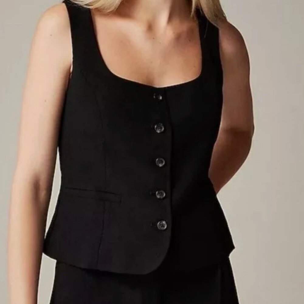 J. Crew Classic Black Button-Up Vest Scoop neck